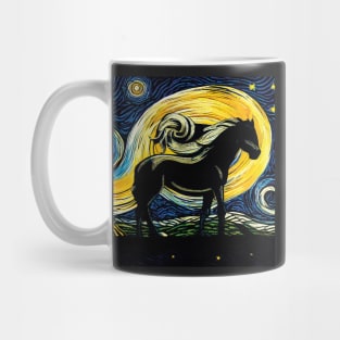 Van Gogh Style Horse in a Starry Night - Striking and Beautiful Mug